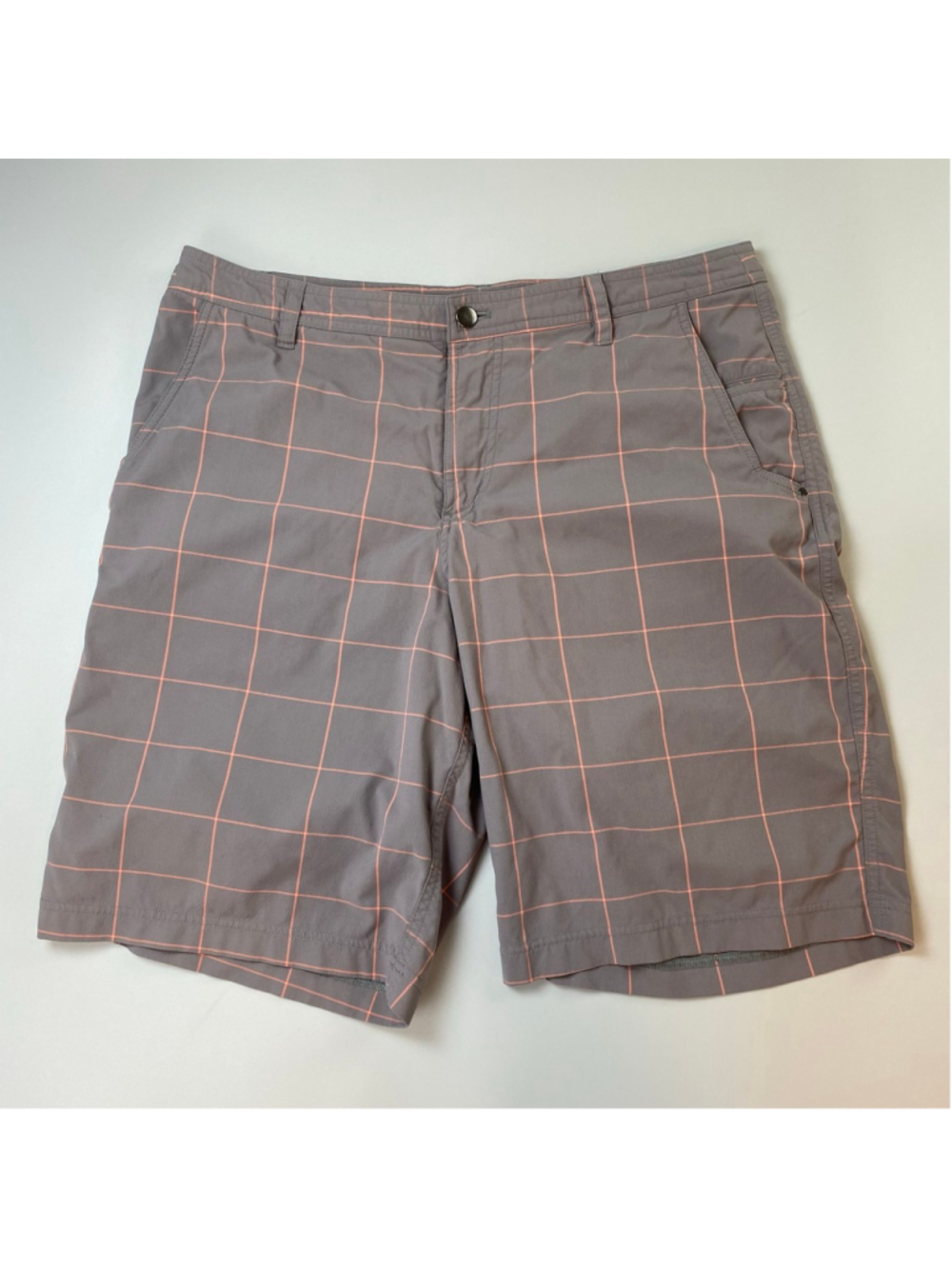Lululemon Golf Shorts Mens 38 Grey Pink Commission Classic Fit Grid Flat Front